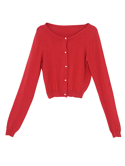 パールボタンニットカーデ