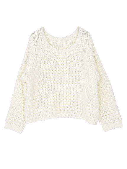 ウエーブボリュームニットトップス