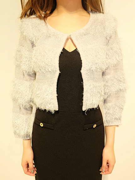 シャギーニットショートカーデ