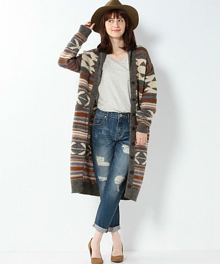 【予約】ネイティブハンドロングカーディガン/AEBC　NativeﾊﾝﾄﾞLONG CGN