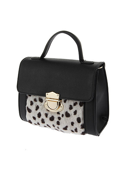 ファー付切替ボストンバッグ