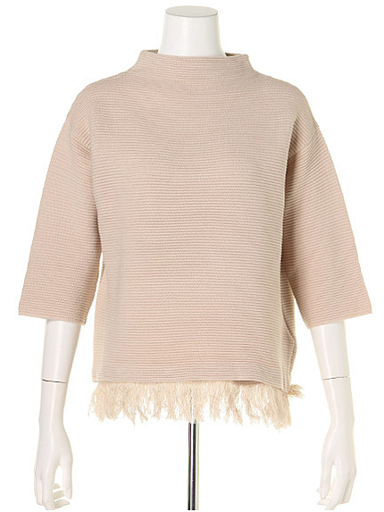 裾フリンジニット