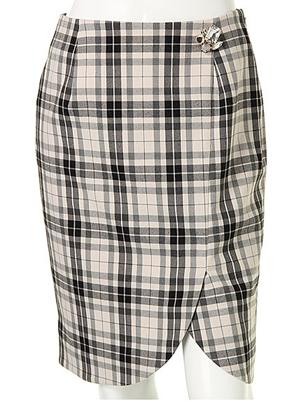 アシンメトリーチェックタイトスカート