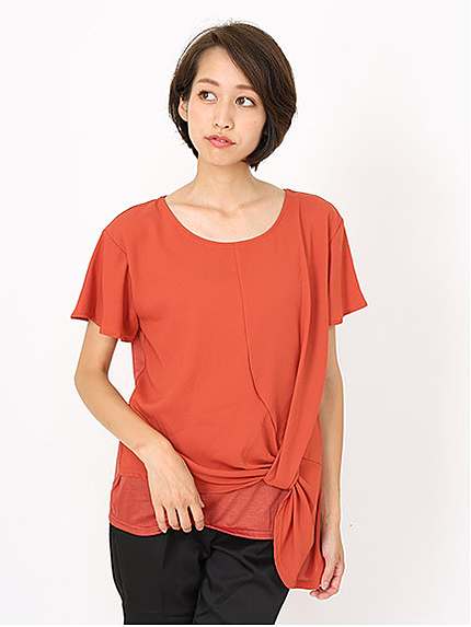 アシメ異素材コンビブラウス