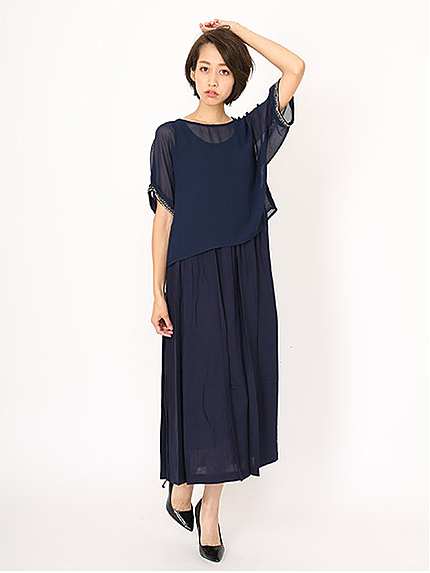 レイヤードシフォンワンピース