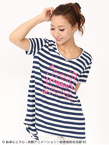 カラープリントボーダーTシャツ