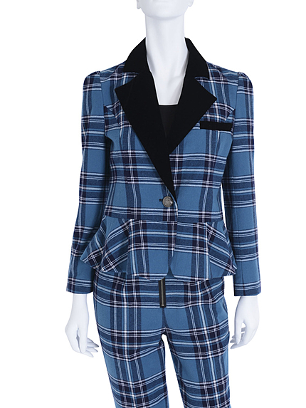 チェックペプラムジャケット