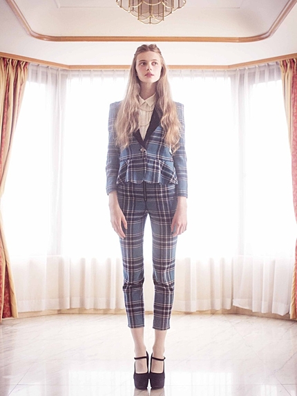 チェックペプラムジャケット