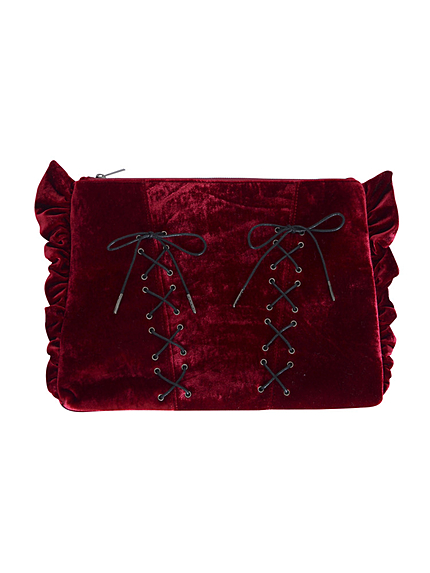 ベロアレースアップクラッチBAG