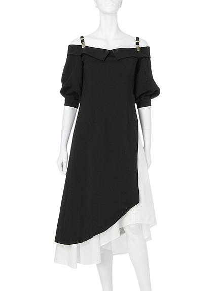 変形シャツスリットワンピース