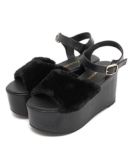 WEGO/ファー厚底サンダル