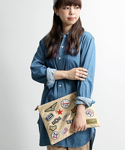 WEGO/ミリタリーワッペンクラッチバッグ