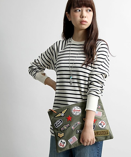 WEGO/ミリタリーワッペンクラッチバッグ