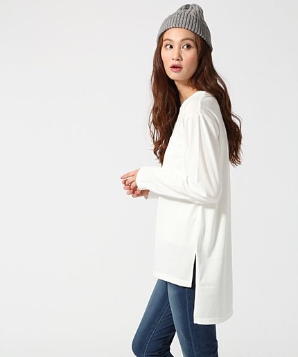 ポケツキスリットプルオーバー長袖