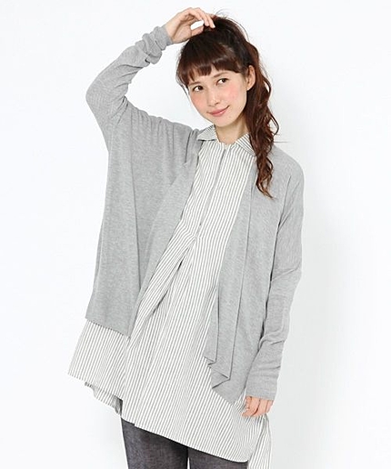 【初秋の新作】ビスコースドレープ長袖カーディガン