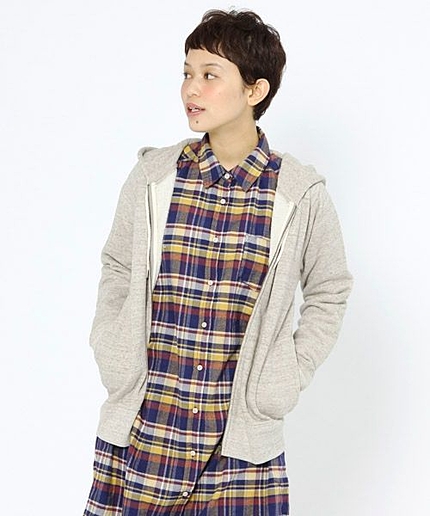 粗挽きガーゼジップパーカー