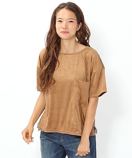 フェイクスエードフリンジTシャツ