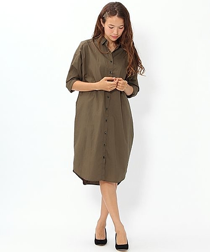 綿ボーイフレンドシャツワンピース