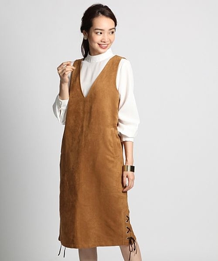 Ｆスエードレースアップジャンパースカート