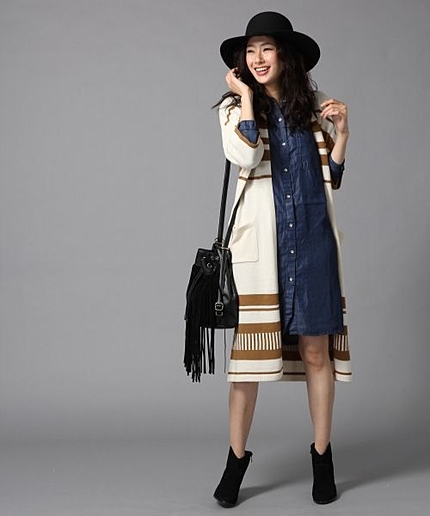 5Gジャガードニットロングカーディガン