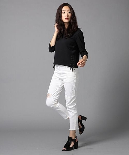 フリンジデニムパンツ