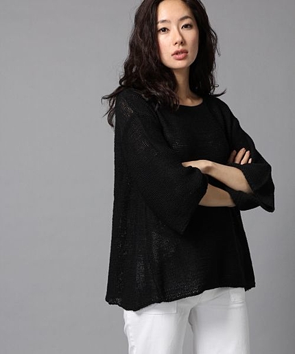 3Gフレアスリーブボートネックニット