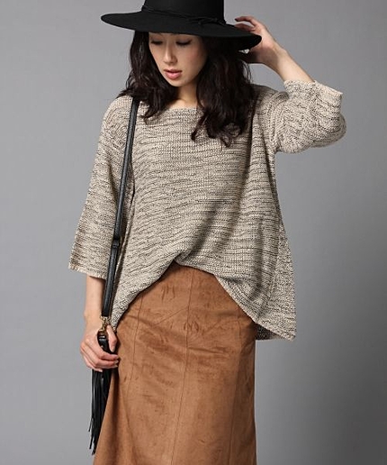 3Gフレアスリーブボートネックニット