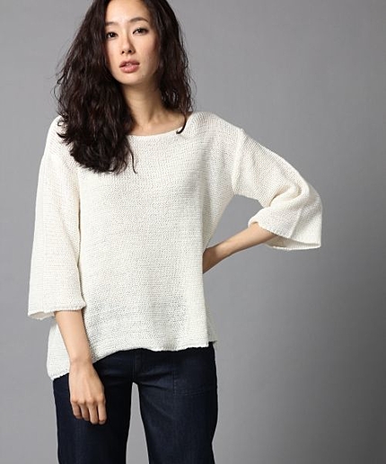 3Gフレアスリーブボートネックニット