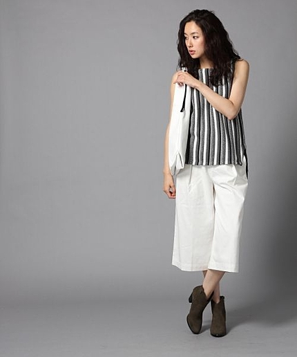 【Sサイズ展開アイテム】コットンミディタックガウチョパンツ