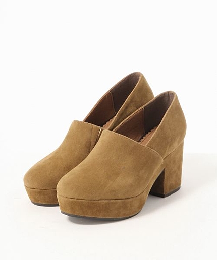 フェイクスエードフトヒールパンプス