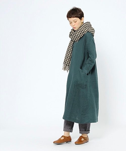 40リネン襟付きスキッパーワンピース