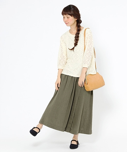 コットンリネンシャンブレーロングスカート