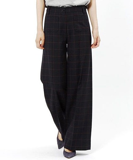 チェックワイドパンツ