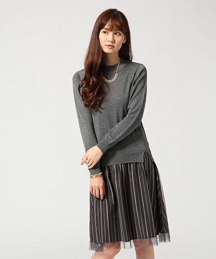 12ゲージニットコンビワンピース長袖