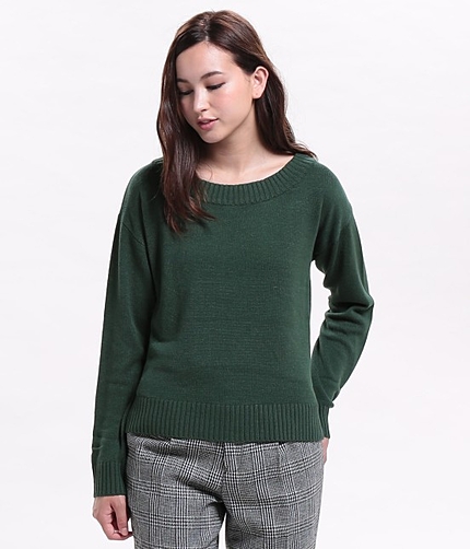 【WEB,一部店舗限定商品】 【パチパチせんポカポカニット+保湿】ボートネックショート丈ニットプルオーバー