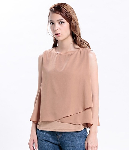 ノースリーブ異素材プルオーバー