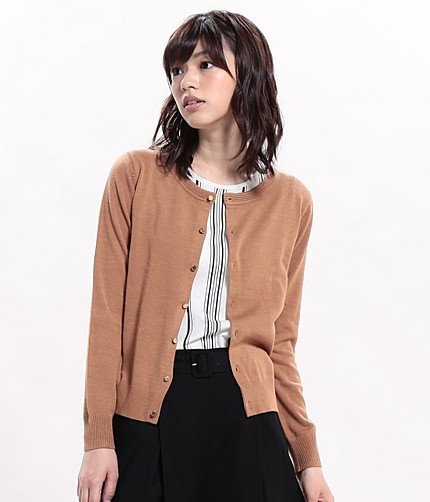 【CHANTO11月号掲載】 【パチパチせんポカポカニット+保湿】クルーネックカーディガン