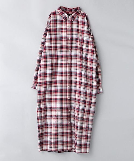 フラワーハクチェックワンピース