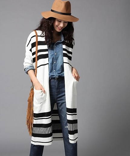 5Gジャガードニットロングカーディガン