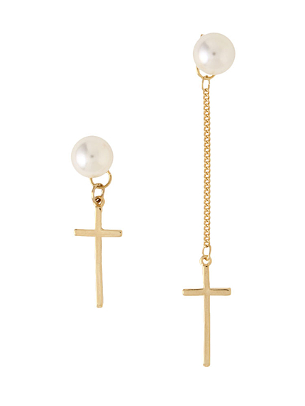 クロスパールピアス