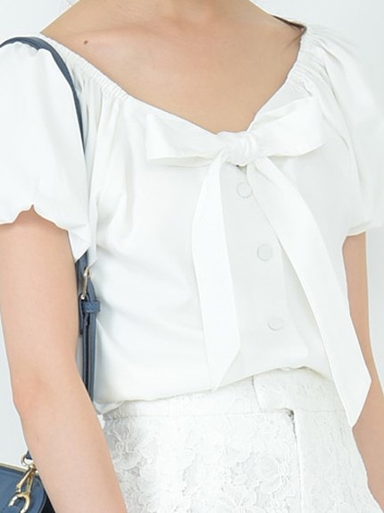 フロントリボンブラウス