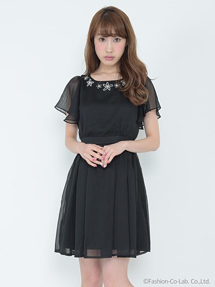 ビジューシフォンワンピース