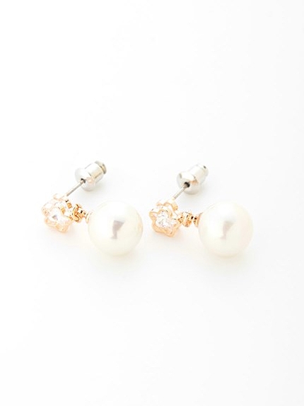 ビジューフラワーピアス