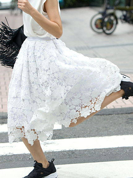 フラワーレーススカート