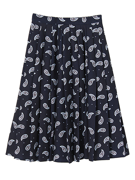 ペイズリープリーツスリットスカート