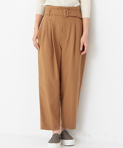 【予約】タックベルトワイドパンツ(ベージュ)/AEBC TUCK BELT WIDE BGE