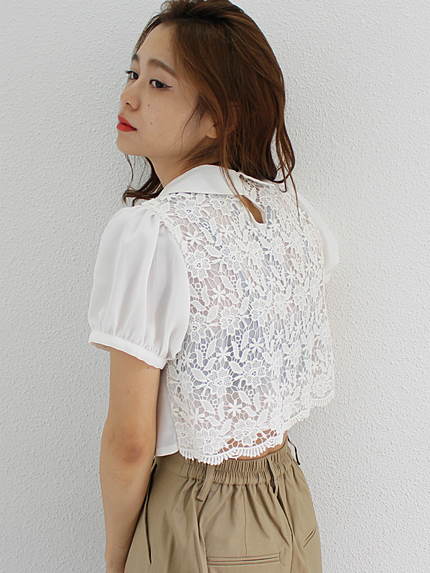 バックレース切替ブラウス