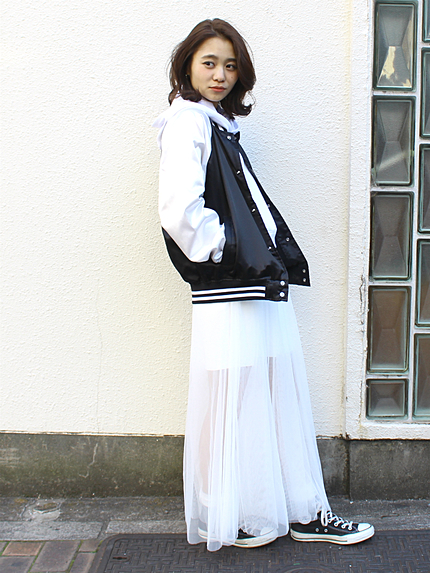 レースアップチュールマキシスカート