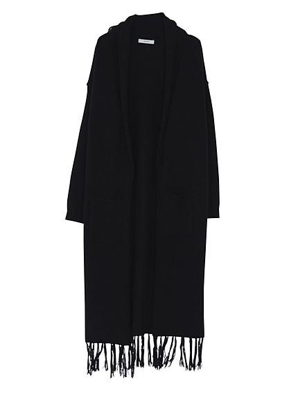 フリンジプレーンロングカーデ