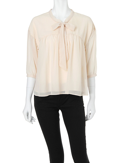 【DUO】 梨地ボウタイブラウス